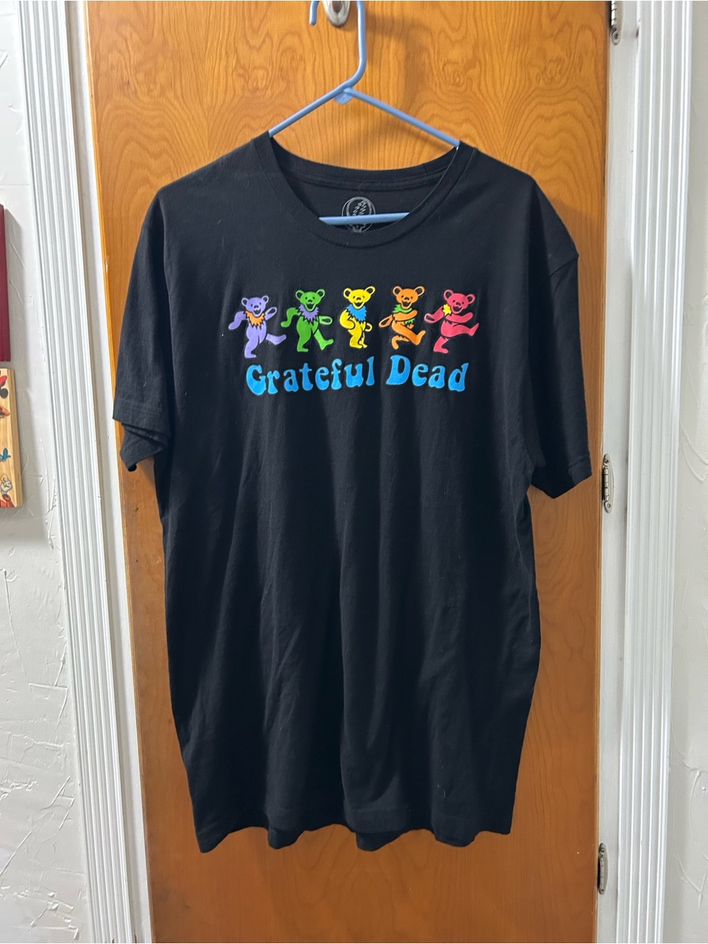 Grateful Dead Black Tee with Rainbow Dancing Bears